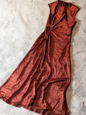 House of Harlow 1960 Rust Red Sleeveless Maxi with Front Ring